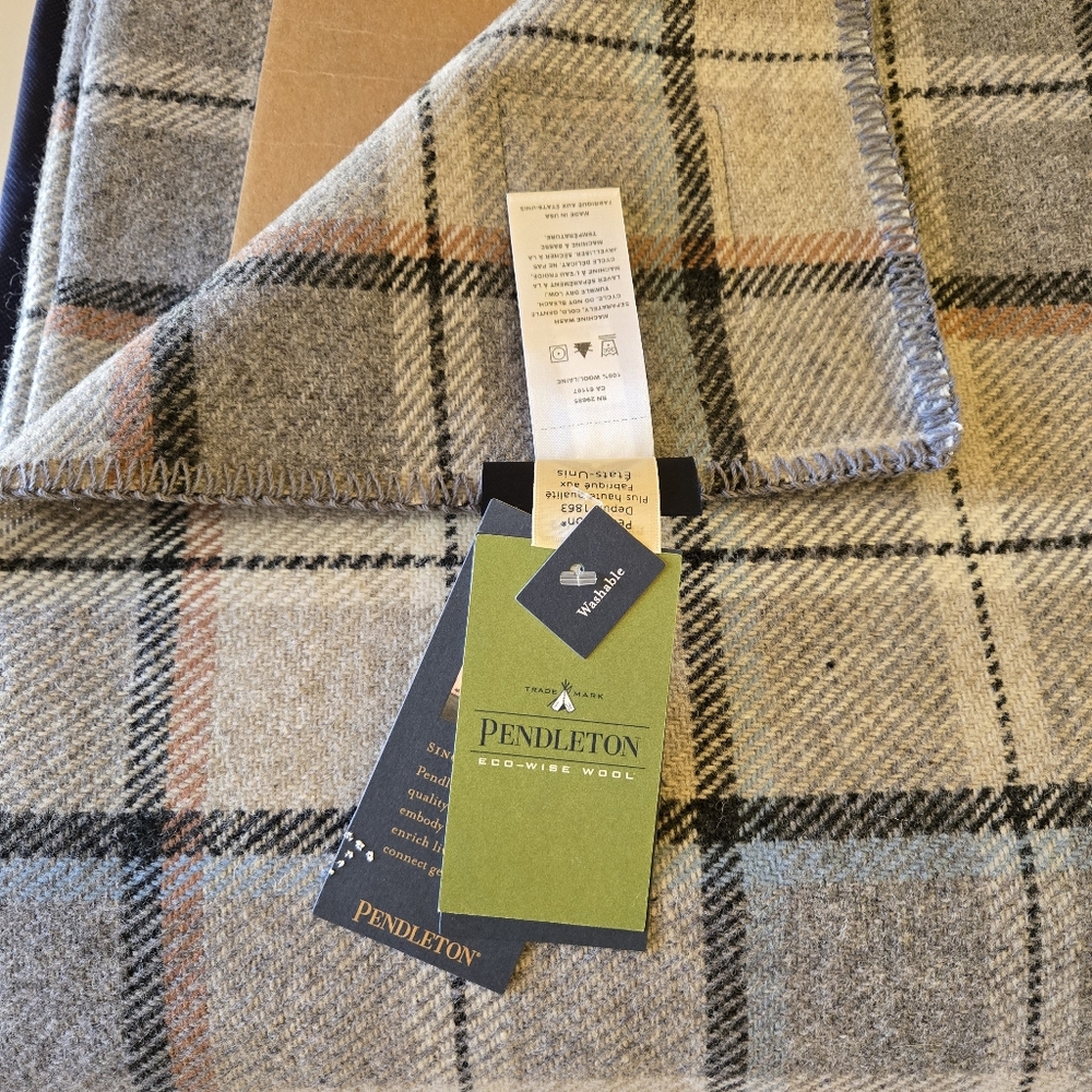 Pendleton Eco-Wise Pearl Plaid Washable 100% Wool Blanket, Twin 66" x 96" USA - Picture 11 of 16